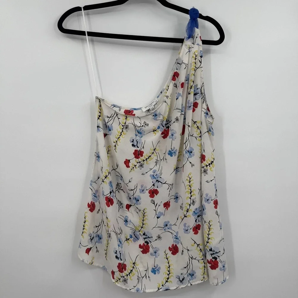 Equipment Femme Camisole Tank Womens L White Floral Silk Chiffon Lightweight